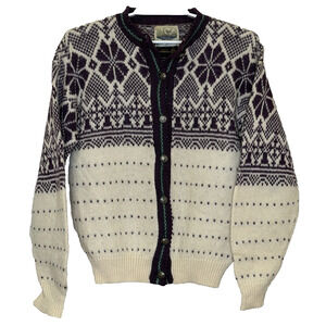 Alps Merrimac Valley Sweater Cardigan Womens Sz Large Purple Fair Isle Button Up